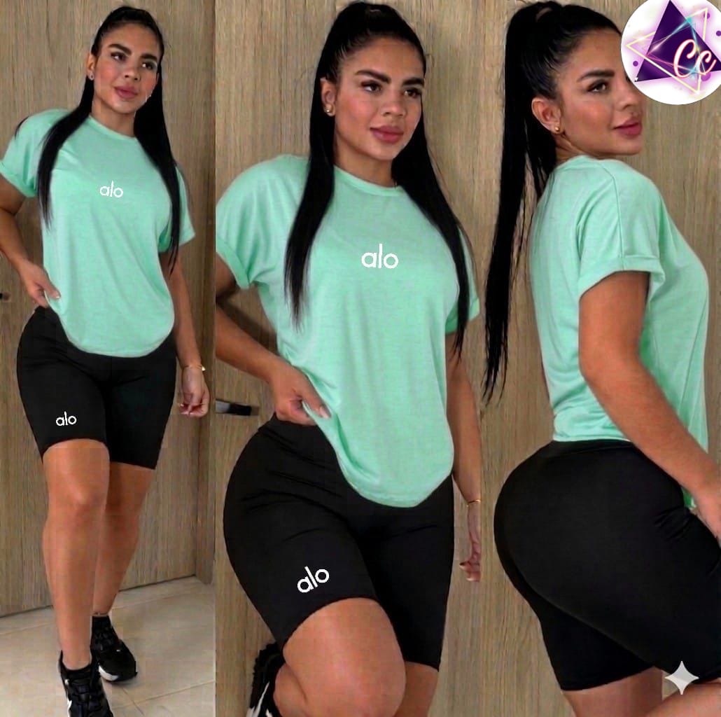 Set Alo Biker 2 Piezas Logos Bordados