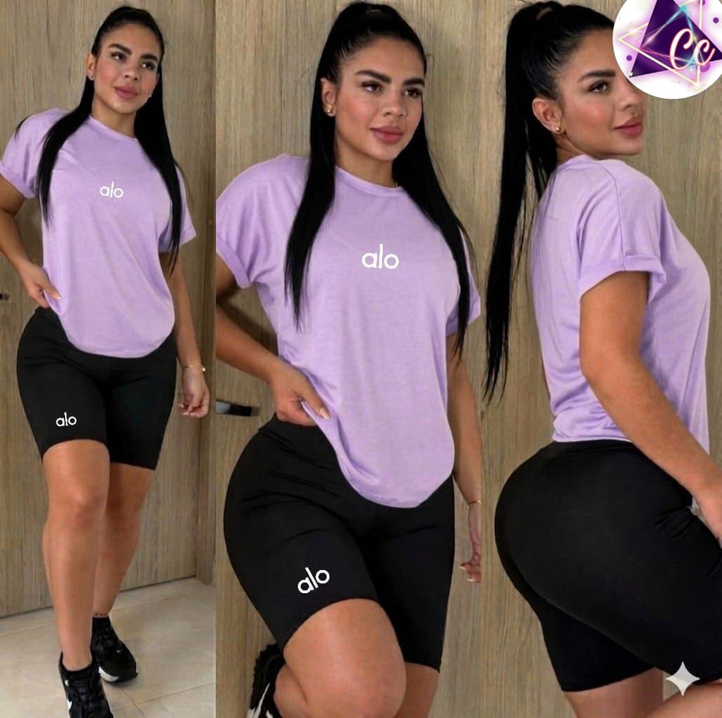 Set Alo Biker 2 Piezas Logos Bordados