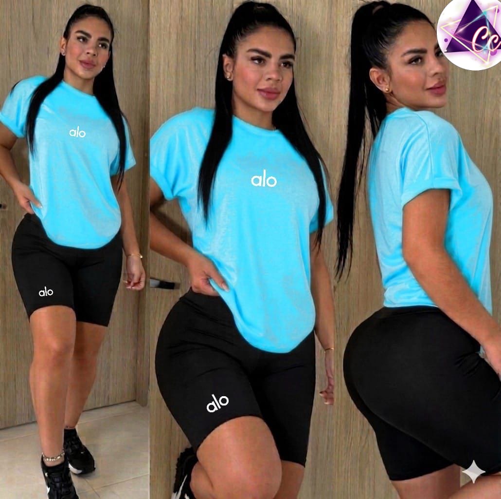 Set Alo Biker 2 Piezas Logos Bordados